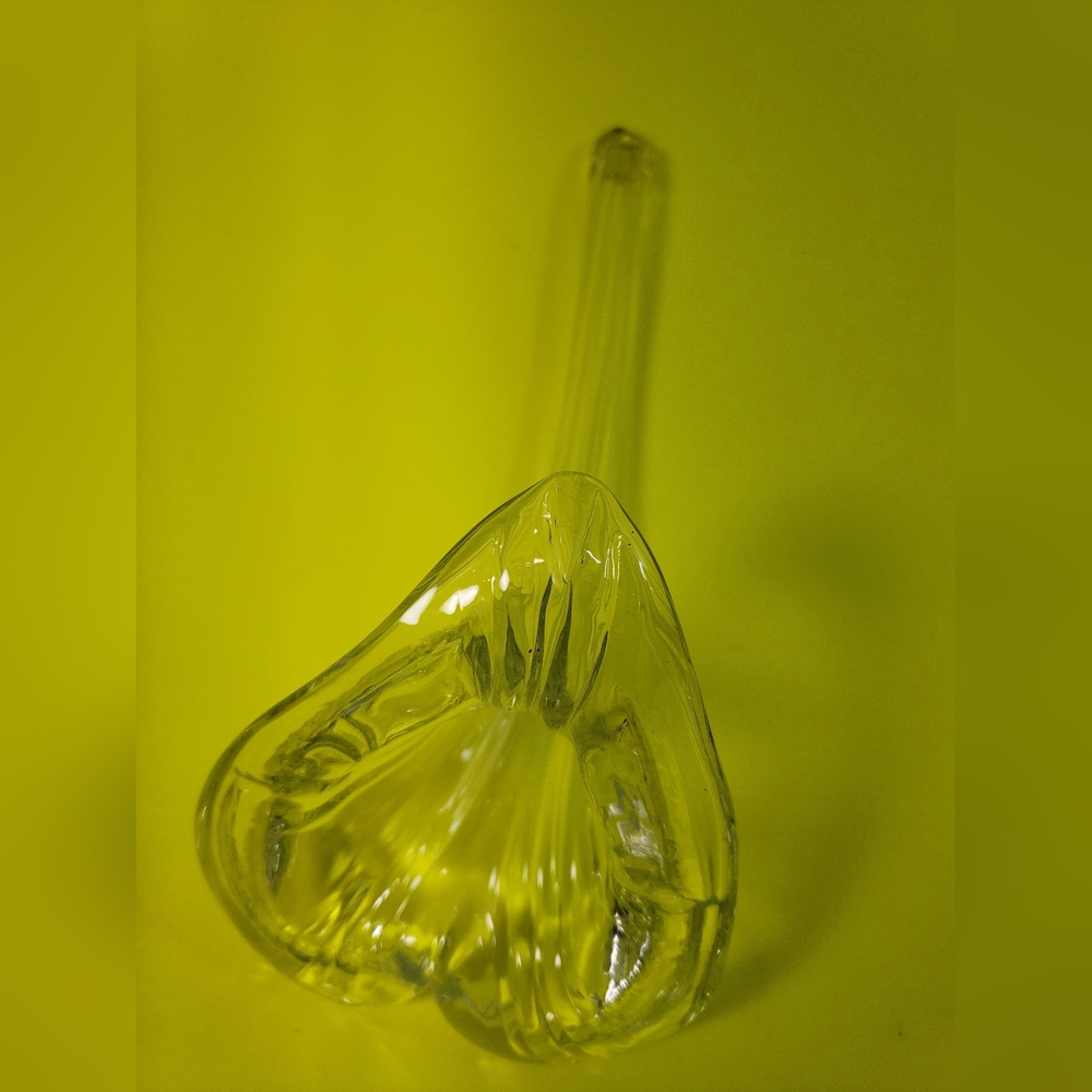 Clear Glass Leaf Sculpture - Display, Or For Cut Flowers - Glass Calla Lilly